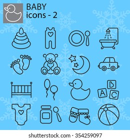 Web icons set - Baby toys, feeding and care