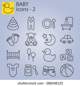 Web icons set - Baby toys, feeding and care