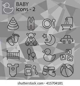 Web icons set - Baby toys, feeding and care