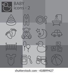 Web icons set - Baby toys, feeding and care