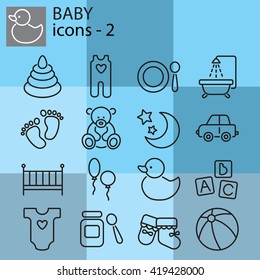 Web icons set - Baby toys, feeding and care