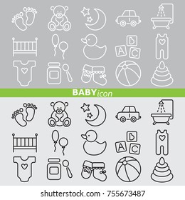 Web icons set - Baby toys, feeding and care