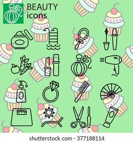 Web icons set. Beauty, fashion and makeup