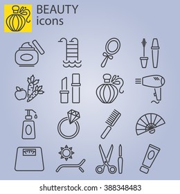 Web icons set. Beauty, fashion and makeup