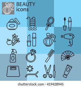 Web icons set. Beauty, fashion and makeup