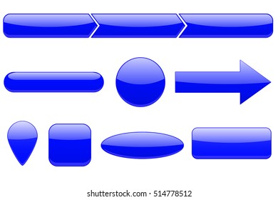 Web icons. Set of blue buttons. Vector illustration isolated on white background