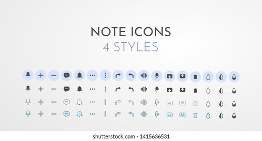 Web icons. Set of business signs for note app