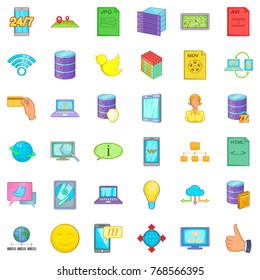 Web icons set. Cartoon style of 36 web vector icons for web isolated on white background