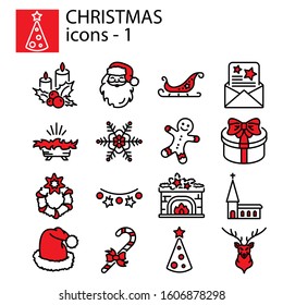 Web icons set. Christmas and New Year