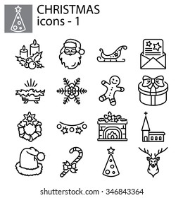 Web icons set. Christmas and New Year