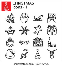 Web icons set. Christmas and New Year
