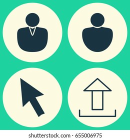 Web Icons Set. Collection Of Account, Mouse, Send Data And Other Elements. Also Includes Symbols Such As User, Profile, Person.