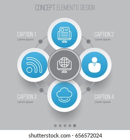 Web Icons Set. Collection Of Account, Virtual Storage, Blog Page And Other Elements. Also Includes Symbols Such As Account, Connection, Cloud.