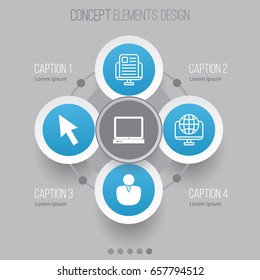 Web Icons Set. Collection Of Blog Page, Computer Network, Mouse And Other Elements. Also Includes Symbols Such As Website, Click, PC.