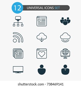Web Icons Set. Collection Of Bookmark, Download, Local Connection And Other Elements. Also Includes Symbols Such As Wifi, Web, Storage.