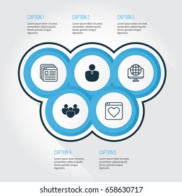 Web Icons Set. Collection Of Computer Network, Team, Followed Website And Other Elements. Also Includes Symbols Such As Team, Account, Page.