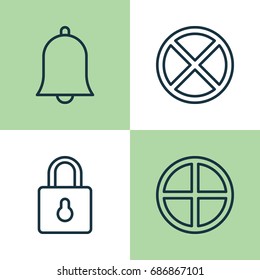 Web Icons Set. Collection Of Exit, Positive, Bell And Other Elements. Also Includes Symbols Such As Exit, Bell, Alarm.