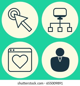 Web Icons Set. Collection Of Followed Website, Local Connection, Cursor Tap And Other Elements. Also Includes Symbols Such As Profile, Page, Website.