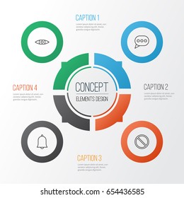 Web Icons Set. Collection Of Glance, Message Bubble, Alert And Other Elements. Also Includes Symbols Such As Siren, Browse, Obstacle.