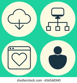 Web Icons Set. Collection Of Human, Followed Website, Local Connection And Other Elements. Also Includes Symbols Such As Person, Bookmark, Computer.
