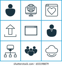 Web Icons Set. Collection Of Local Connection, Account, Team And Other Elements. Also Includes Symbols Such As Team, Computer, Virtual.