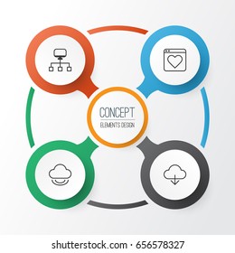 Web Icons Set. Collection Of Local Connection, Followed Website, Save Data And Other Elements. Also Includes Symbols Such As Network, Download, Connection.