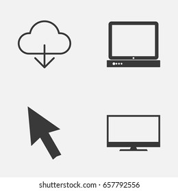 Web Icons Set. Collection Of Mouse, PC, Save Data And Other Elements. Also Includes Symbols Such As Display, Computer, Cloud.