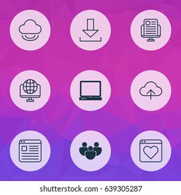 Web Icons Set. Collection Of PC, Team, Computer Network And Other Elements. Also Includes Symbols Such As Desktop, News, Window.