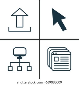 Web Icons Set. Collection Of Send Data, Mouse, Local Connection And Other Elements. Also Includes Symbols Such As Transfer, Mouse, Browser.