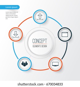 Web Icons Set. Collection Of Team, Send Data, Login And Other Elements. Also Includes Symbols Such As Team, Transfer, Application.