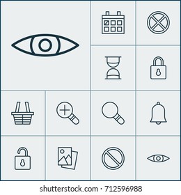 Web Icons Set. Collection Of Unlock, Hourglass, Exit And Other Elements. Also Includes Symbols Such As Almanac, Safeguard, Cancel.