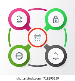 Web Icons Set. Collection Of Unlock, Refuse, Pinpoint And Other Elements. Also Includes Symbols Such As Check, Almanac, Alarm.