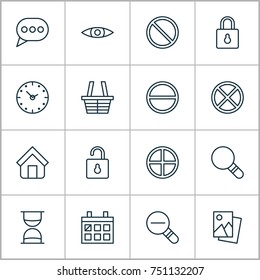 Web Icons Set. Collection Of Unlock, Calendar, Landscape Photo Elements. Also Includes Symbols Such As Shopping, Home, Basket.