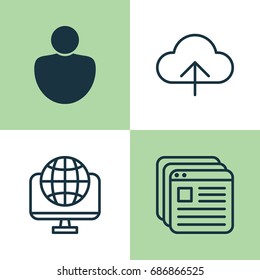 Web Icons Set. Collection Of User, Global, Transfer And Other Elements. Also Includes Symbols Such As Person, Synchronize, Web.