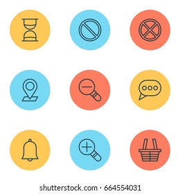 Web Icons Set. Collection Of Zoom Out, Pinpoint, Obstacle And Other Elements. Also Includes Symbols Such As Alarm, Message, Sand.