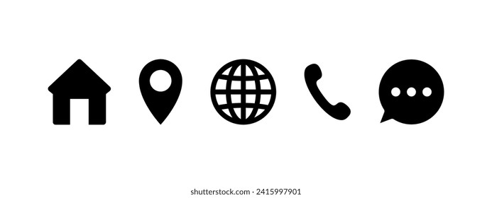 Web icons set. Contact information signs. Vector icons