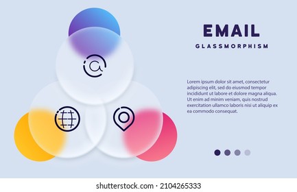 Conjunto de iconos Web. Icono de contacto con nosotros. Iconos de línea relacionados con la comunicación. Vector. Estilo de glasmorfismo.