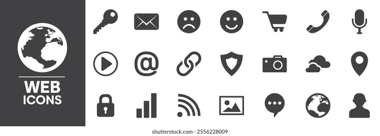 Web Icons Set, Containing All Web Icons Outlines, Vector Illustration Collection Editable eps10