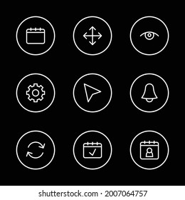 Web icons set with date block, bell and agenda elements. Set of web icons and date concept. Editable vector elements for logo app UI design.