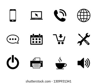 Web icons set. Web design icon. computer and mobile icons. phone, website, mail, time, call, home, printer, laptop, calendar, chat, edit, pin, map, person,