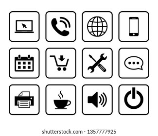 Web icons set. Web design icon. computer and mobile icons. phone, website, mail, time, call, home, printer, laptop, calendar, chat, edit, pin, map, person,