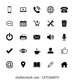 Web icons set. Web design icon. computer and mobile icons. phone, laptop, call, web, telephone, chat, calendar, shopping, repair, trash, power, printer, mail, speaker, check, eye, coffee, people, like