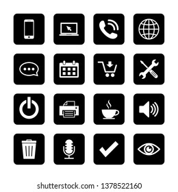 Web icons set. Web design icon. computer and mobile icons. phone, laptop, call, web, telephone, chat, calendar, shopping, repair, trash, power, printer, speaker, check, eye, coffee, like