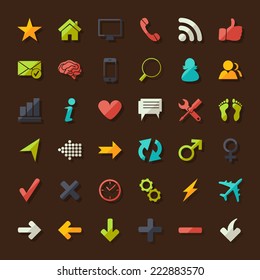 Web icons set, flat icons 1. Vector format.
