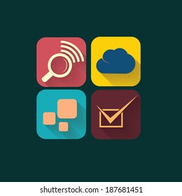 Web Icons Set in Flat Design with Long Shadows