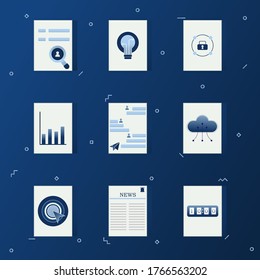 Iconos Web establecidos en estilo plano. Vector, diseño de color.