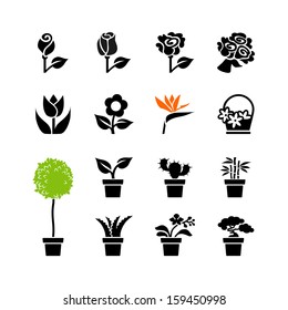 Web icons set - flowers and potted plants