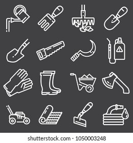 Web icons set - Gardening, tools on gray background