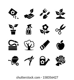 Web icons set - Gardening, tools, flowers