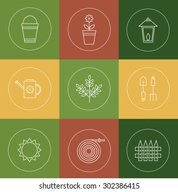 Web icons set. Gardening, tools, flowers..Vector illustration EPS 8.